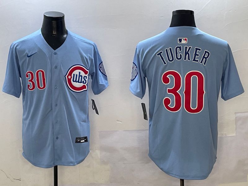 Men Chicago Cubs #30 Tucker Light Blue Throwback Fashion 2025 Nike MLB Jersey style 6